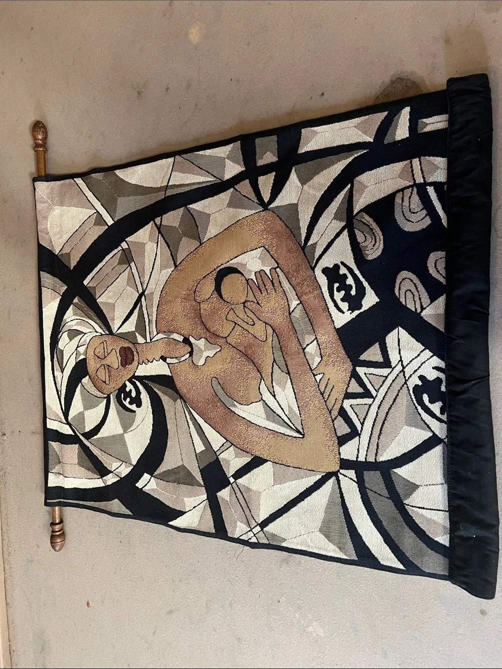 Neutral Toned Mother and Child Tapestry Wall Art